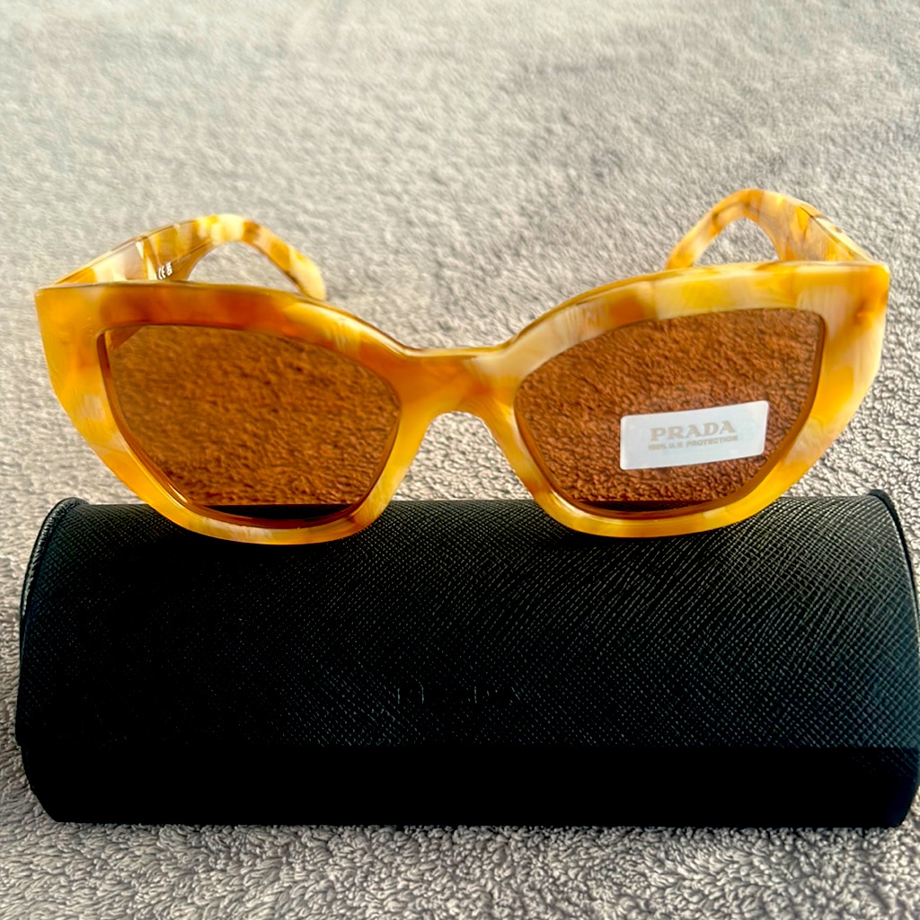 Prada Logo Acetate Butterfly Sunglasses / Brown